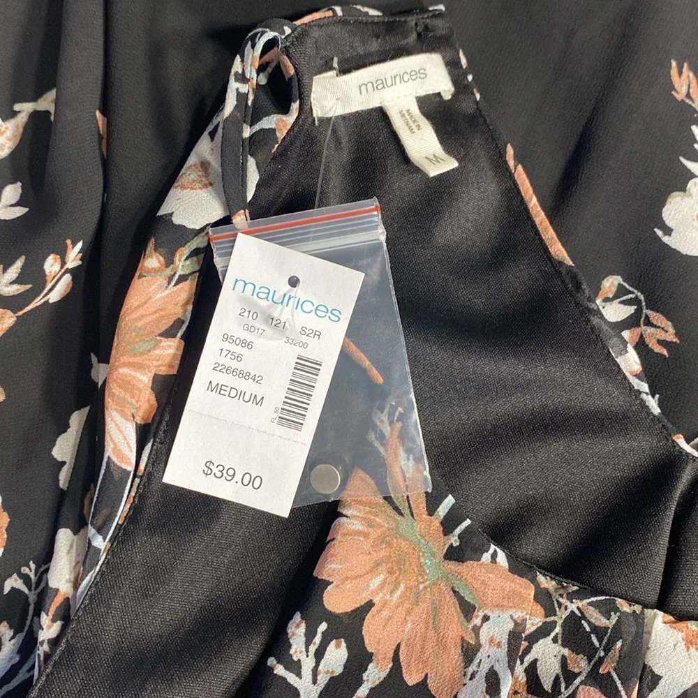 Maurice’s NWT halter dress size M black with beautiful pink and white florals - Picture 7 of 11